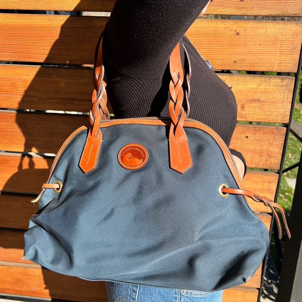 DOONEY & BOURKE Navy Tote with Brown Detail